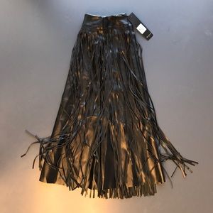Beulah Nasty Gal Leather Skirt Long Fringe S/M